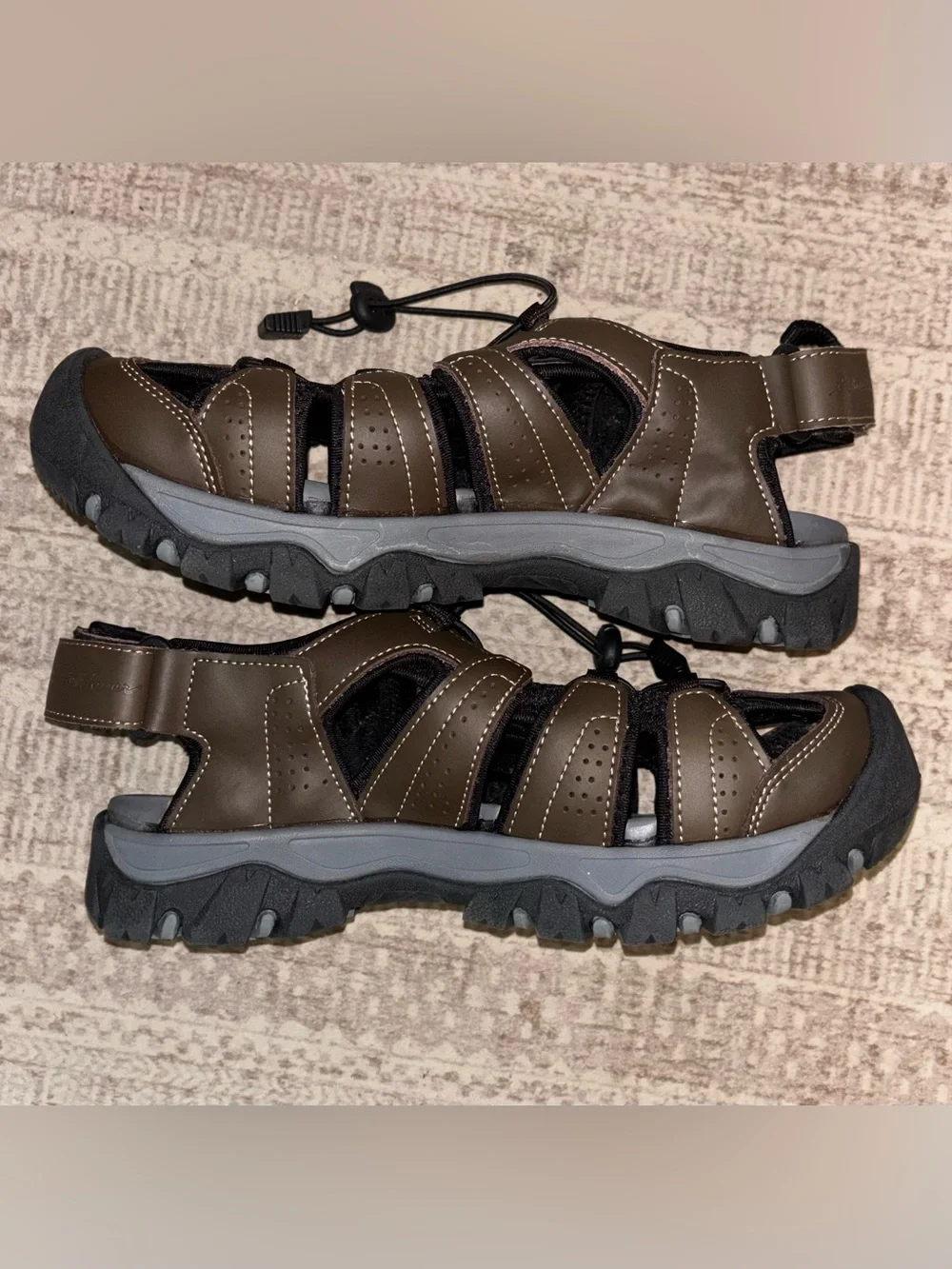 Eddie Bauer Men's Stewart Hiking Leather Sandals 82131 US Size 11M Brown Black